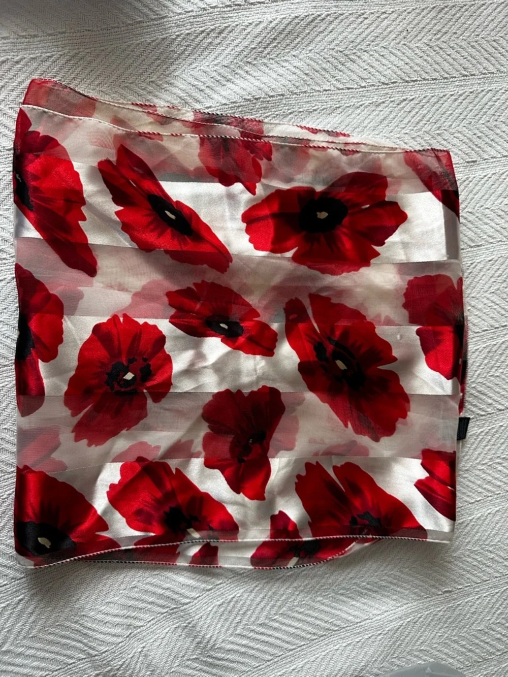 Beautiful Poppy Scarf Silk Feel 60” x 13”
